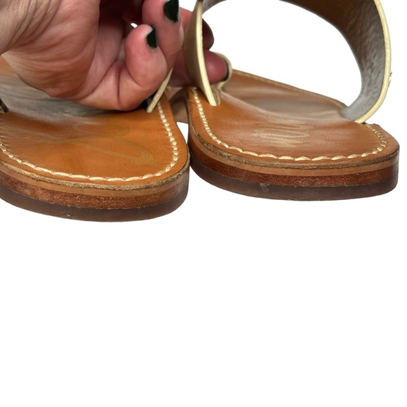 Sam Edelman Maxy Modern Ivory Leather Slide Sandal Snake Skin Toe Loop Size 7.5 - Picture 6 of 9